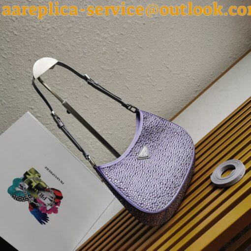 Replica Prada Cleo Bag In Wisteria Satin with Cystal Appliques 11