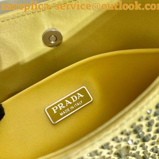 Replica Prada Cleo Bag In Yellow Satin with Cystal Appliques 11