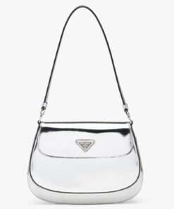 Replica Prada Cleo Flap Bag In Silver Brushed Leather