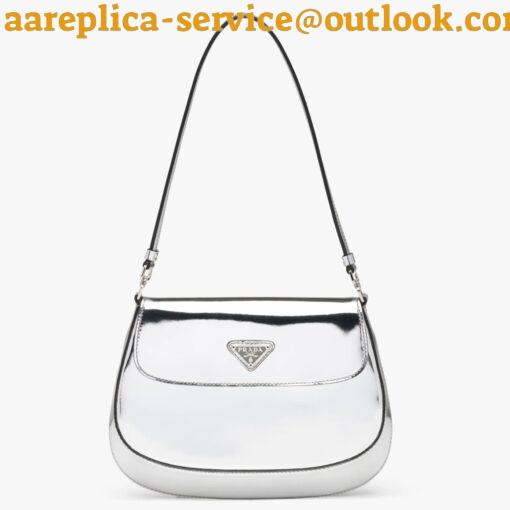 Replica Prada Cleo Flap Bag In Silver Brushed Leather