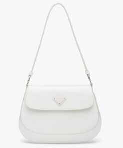 Replica Prada Cleo Flap Bag In White Brushed Leather