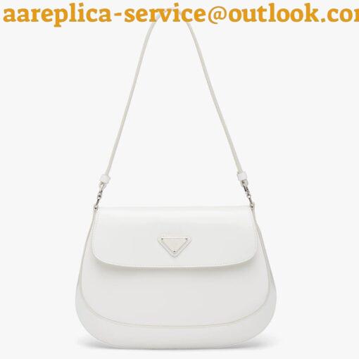 Replica Prada Cleo Flap Bag In White Brushed Leather