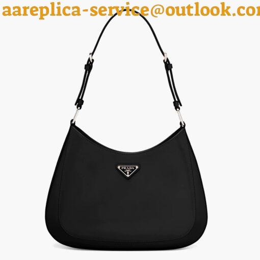 Replica Prada Cleo Large Bag In Black Brushed Leather