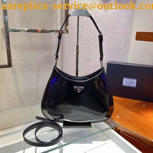 Replica Prada Cleo Large Bag In Black Brushed Leather 4