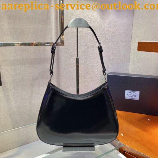 Replica Prada Cleo Large Bag In Black Brushed Leather 9