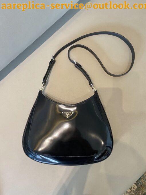 Replica Prada Cleo Large Bag In Black Brushed Leather 10