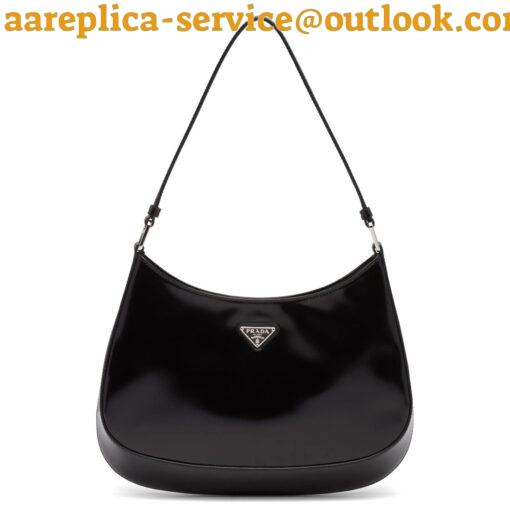 Replica Prada Cleo Small Bag In Black Brushed Leather