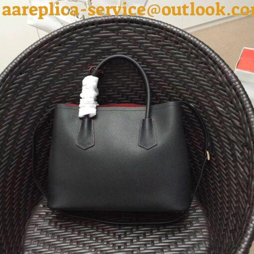 Replica Prada Double Medium Tote Bag In Black Saffiano Leather