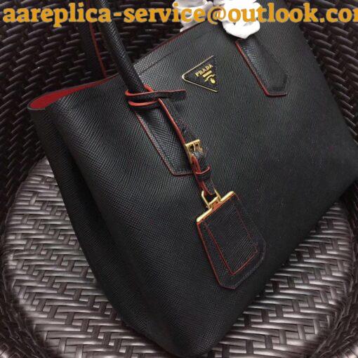 Replica Prada Double Medium Tote Bag In Black Saffiano Leather 3