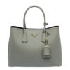 Replica Prada Double Medium Tote Bag In Grey Saffiano Leather