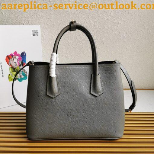 Replica Prada Double Medium Tote Bag In Grey Saffiano Leather 4