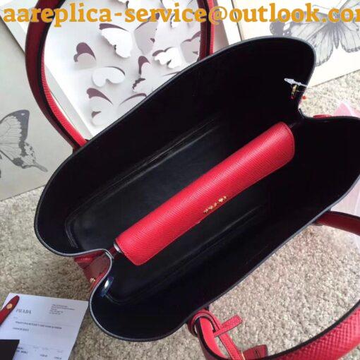 Replica Prada Double Medium Tote Bag In Red Saffiano Leather 4