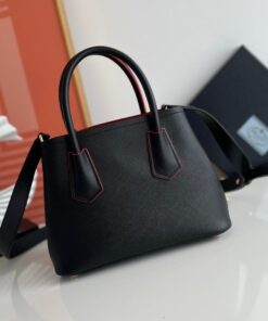 Replica Prada Double Mini Bag In Black Saffiano Leather