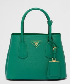 Replica Prada Double Mini Bag In Green Saffiano Leather