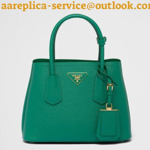 Replica Prada Double Mini Bag In Green Saffiano Leather