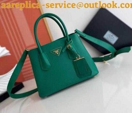 Replica Prada Double Mini Bag In Green Saffiano Leather 3