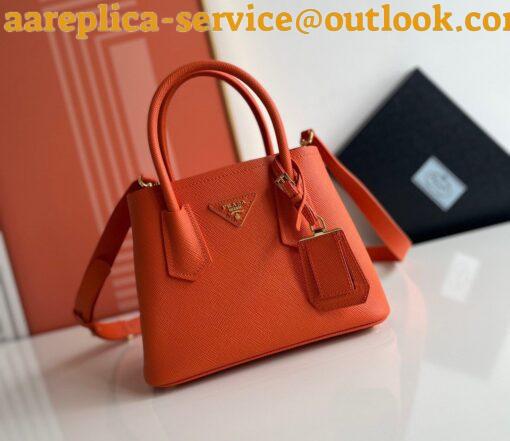 Replica Prada Double Mini Bag In Orange Saffiano Leather 3