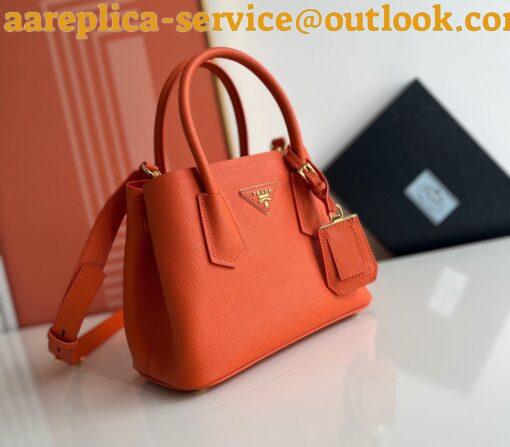 Replica Prada Double Mini Bag In Orange Saffiano Leather 4