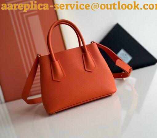 Replica Prada Double Mini Bag In Orange Saffiano Leather 5