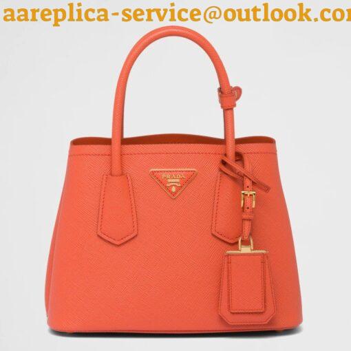 Replica Prada Double Mini Bag In Orange Saffiano Leather 10