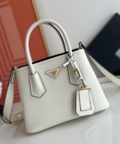 Replica Prada Double Mini Bag In White Saffiano Leather