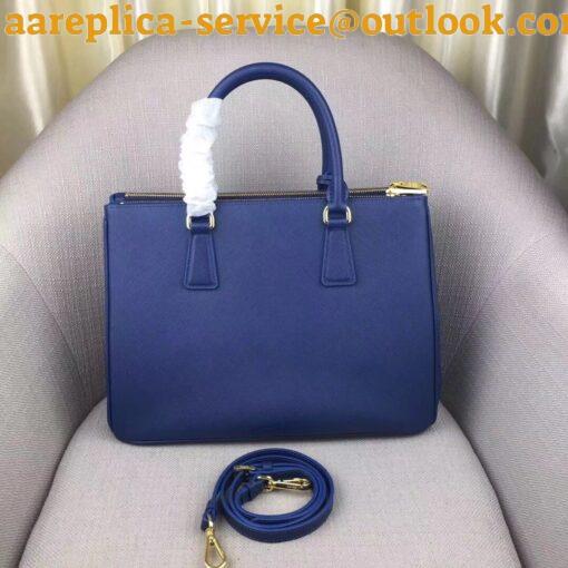 Replica Prada Galleria Large Bag In Blue Saffiano Leather 4