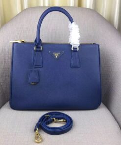 Replica Prada Galleria Large Bag In Blue Saffiano Leather