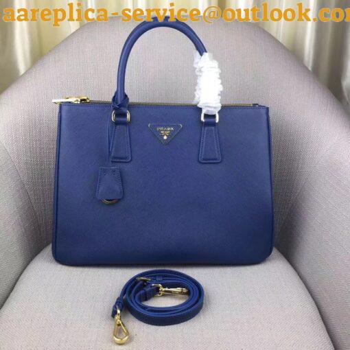 Replica Prada Galleria Large Bag In Blue Saffiano Leather