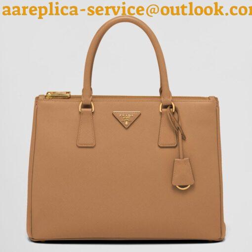 Replica Prada Galleria Large Bag In Brown Saffiano Leather