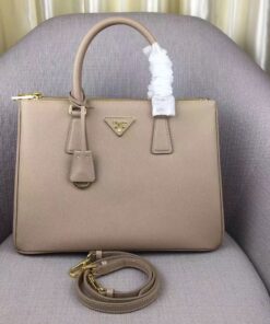 Replica Prada Galleria Large Bag In Grey Saffiano Leather