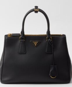 Replica Prada Galleria Large Tote Bag in Black Calfskin