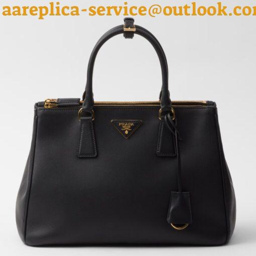 Replica Prada Galleria Large Tote Bag in Black Calfskin