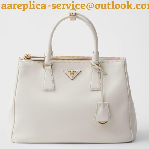 Replica Prada Galleria Large Tote Bag in White Calfskin