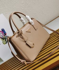 Replica Prada Galleria Medium Bag In Beige Saffiano Leather