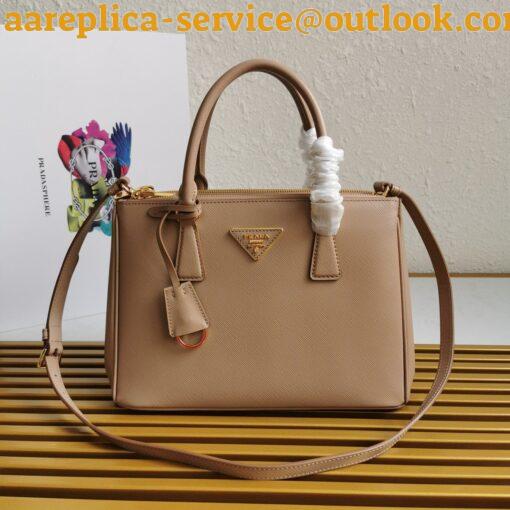 Replica Prada Galleria Medium Bag In Beige Saffiano Leather 5