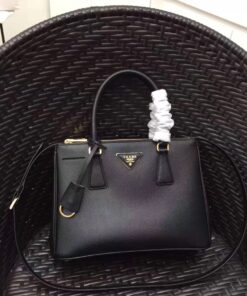 Replica Prada Galleria Medium Bag In Black Saffiano Leather