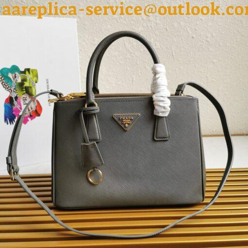 Replica Prada Galleria Medium Bag In Grey Saffiano Leather 4