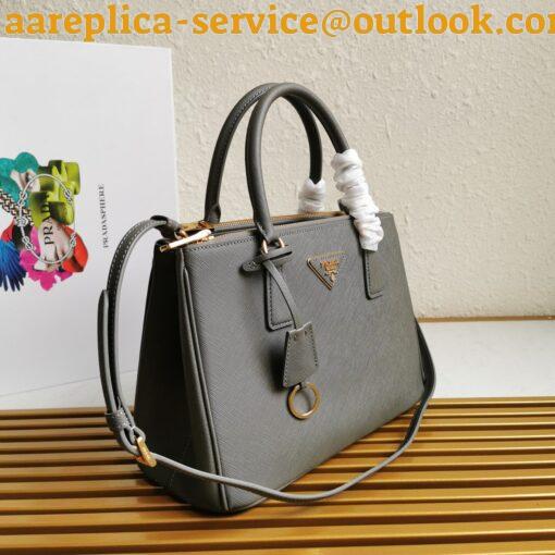 Replica Prada Galleria Medium Bag In Grey Saffiano Leather 7