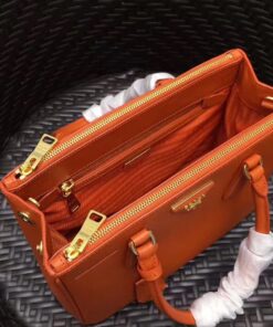 Replica Prada Galleria Medium Bag In Orange Saffiano Leather 2