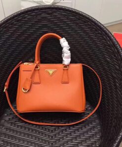 Replica Prada Galleria Medium Bag In Orange Saffiano Leather