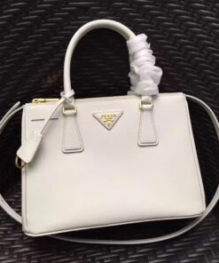 Replica Prada Galleria Medium Bag In White Saffiano Leather