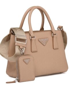 Replica Prada Galleria Mini Bag In Beige Saffiano Leather