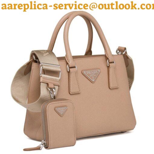 Replica Prada Galleria Mini Bag In Beige Saffiano Leather 12