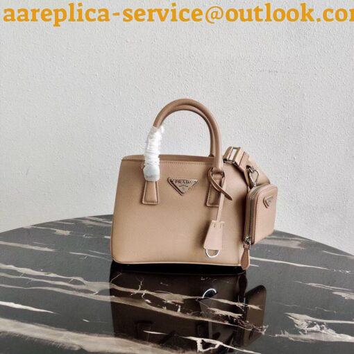 Replica Prada Mini Galleria Bag In Beige Saffiano Leather 5