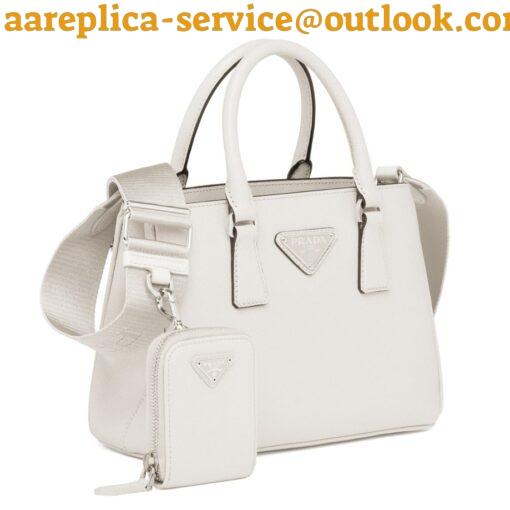 Replica Prada Galleria Mini Bag In White Saffiano Leather