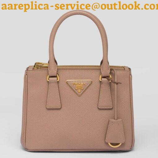 Replica Prada Galleria Mini Bag In Beige Saffiano Leather 2