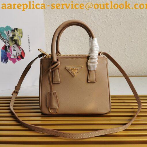 Replica Prada Galleria Mini Bag In Beige Saffiano Leather 4