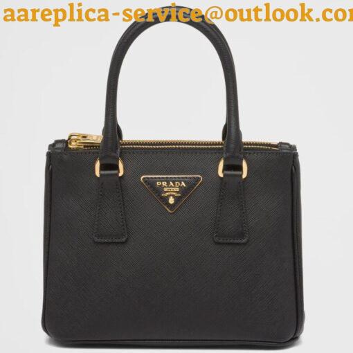 Replica Prada Galleria Mini Bag In Black Saffiano Leather 2