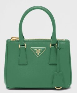 Replica Prada Mini Galleria Bag In Green Saffiano Leather