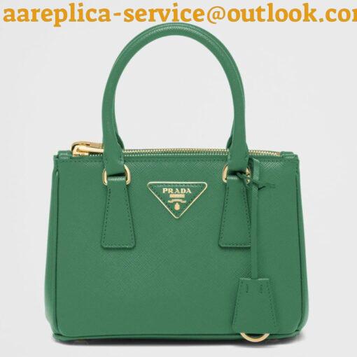 Replica Prada Mini Galleria Bag In Green Saffiano Leather